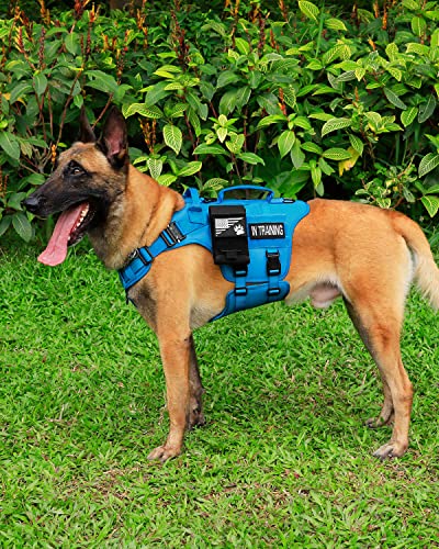 Image of PETNANNY Tactical Dog Harness - No-Pull Service Vest for Large Breeds, with Hook & Loop Patch Panel & MOLLE System | Padded Handle for Walking, Hiking & Training (Blue,XL)