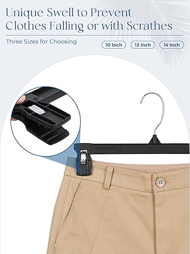 Miniatura 7 de Smartor Perchas resistentes que ahorran espacio, perchas delgadas de plástico para pantalones y pantalones cortos, antideslizante con clips de