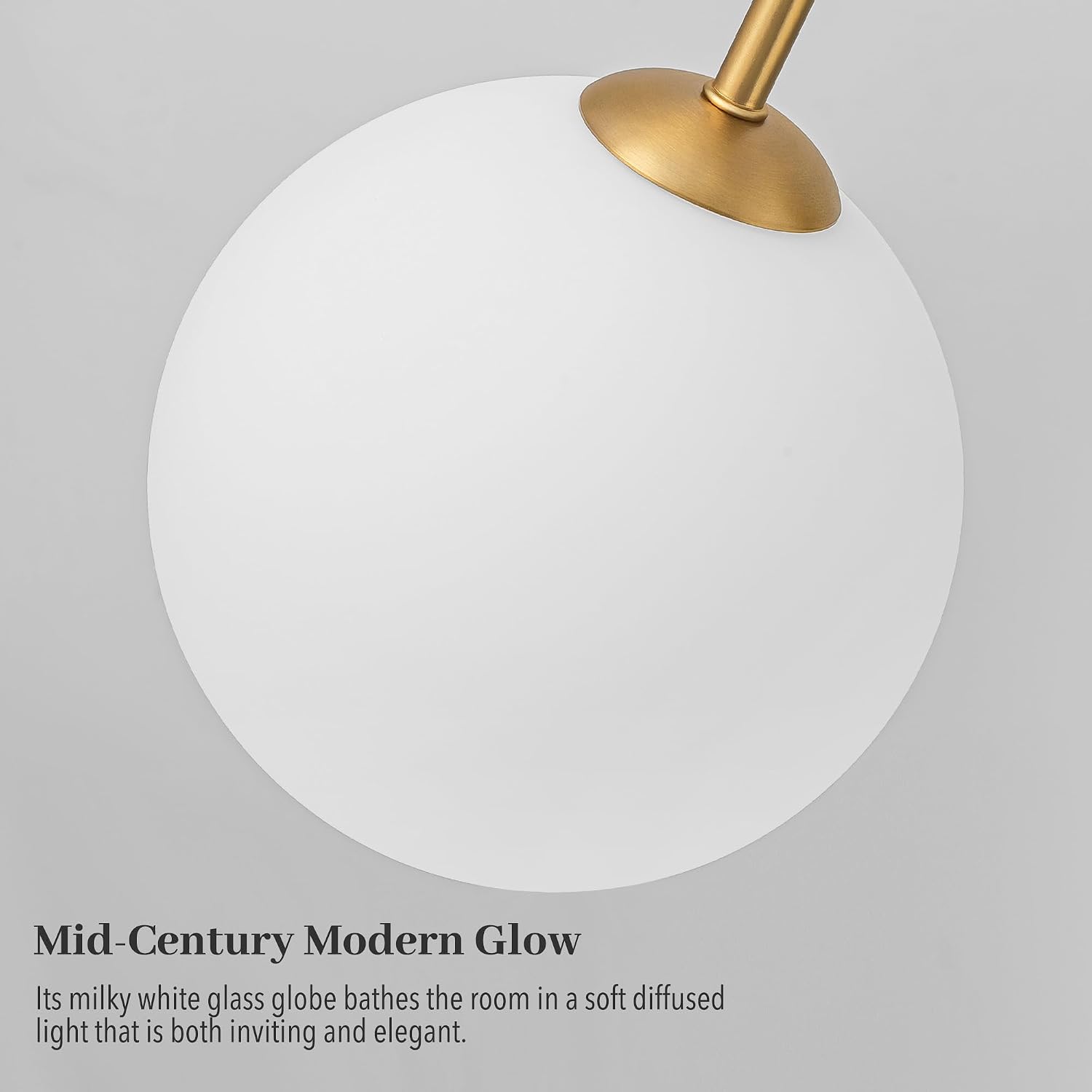 4-Lights Mid Century Modern Chandelier, Asymmetrical Brushed Gold Sputnik Pendant Light Fixture with Milk Glass Globe Shade for Dining Room Living Kitchen Island Entryway Foyer, Bulb Included