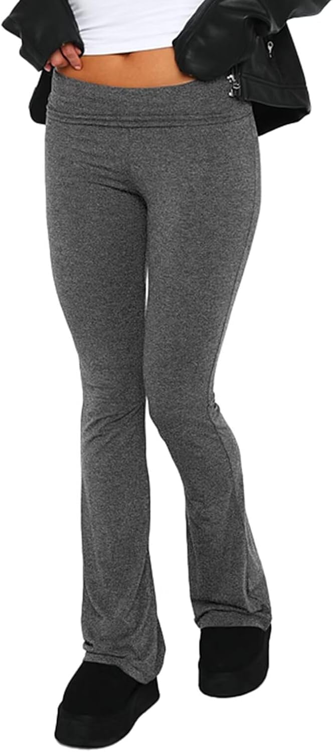 Fawjsais Flare Leggings for Women Skinny Fold Over Leggings Bootcut Yoga Pants Low Rise Sweatpants - Image 4