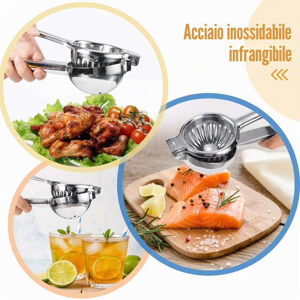 Spremiagrumi manuale in acciaio inox 304, per spremere limone e lime, verdure (medio)
