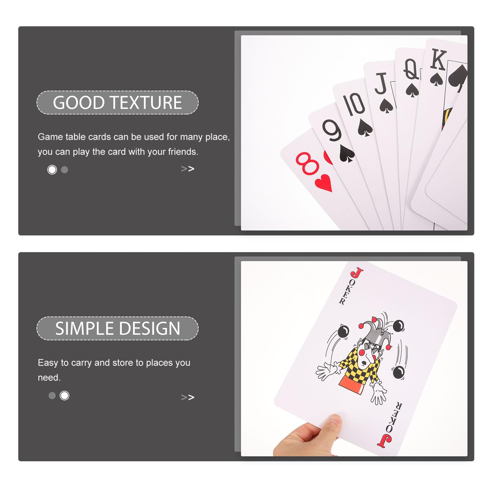 Kisangel Cartas de Póquer Gigantes de Papel para Fiestas, Juego de 1 Set Fácil de Transportar y Almacenar, Accesorio Adecuado para Reuniones y Entretenimiento