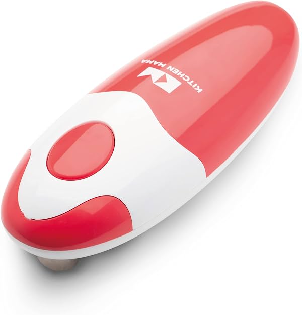Kitchen Mama Abrelatas Eléctrico Automático, Rojo | Automático, Sin Manos, Borde Suave, Seguro para Alimentos, A Batería