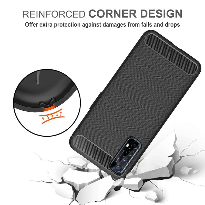 Image of Hybrid Carbon Fiber Back Case for Realme Narzo 20 Pro (Black)