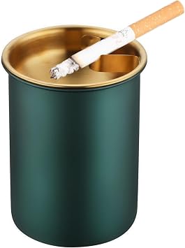 Car Ashtray with Lid, Portable Smell Proof Ashtray for Car, Detachable Smokeless for Car Cup Holder, Stainless Steel Windproof Extinguished Butt Bucket Ash Tray for Outdoor Travel Home Office