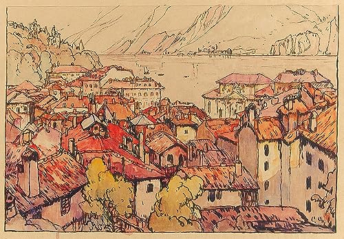 Tableau Lugano Machi de Yoshida Hiroshi affiche impression sur toile décoration murale 60x90cm