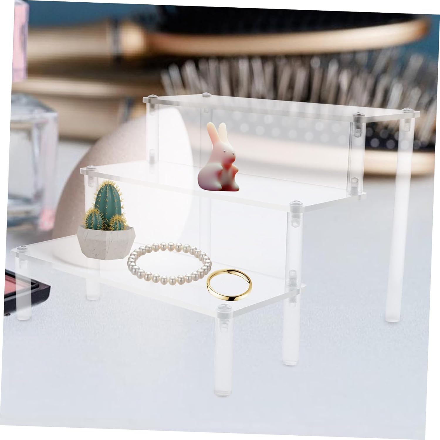 PRETYZOOM 6pcs Acrylic Display Riser Shelf Figures Multi-functional Stand Acrylic Organizer for Toys Jewelry and Collectibles