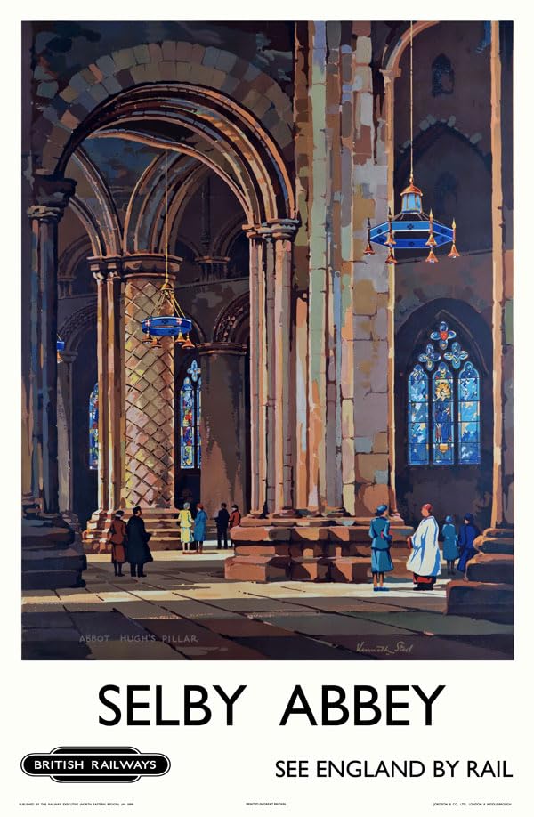Affiche Prints Vintage Selby Abbey Poster England Travel British Railway Tourism Print - A3