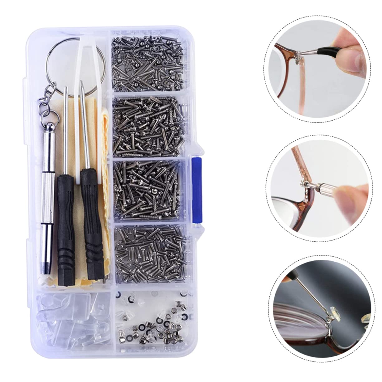 12 Ensembles Kit de Réparation de Lunettes Professionnel Accessoires pour Lunettes avec Vis Outils de Réparation Aléatoire Durable Couleur Aléatoire