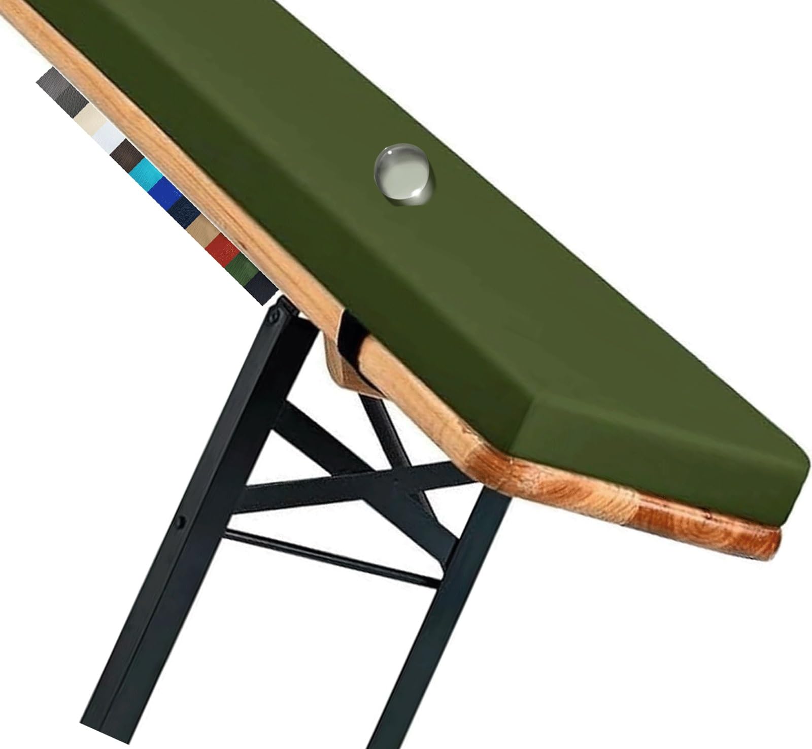 Coussin de banc de bière vert kaki idéal pour vos soirées barbecue sur la terrasse