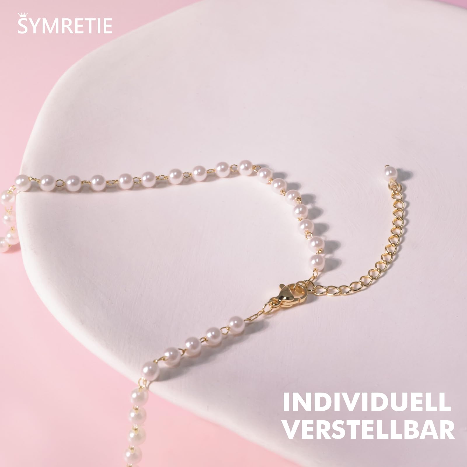 Damen Perlenkette Imitationsperle Halskette mit Kreuz 4 mm Hochzeit Brautschmuck
