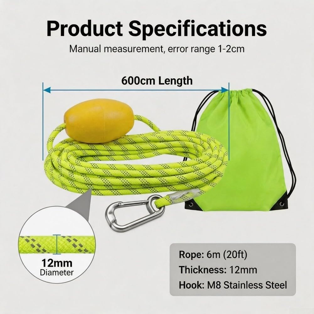 Galleggiante Ancoraggio Corda Riflettente Barca Linea Alta Visibilità PVC Boa Gancio In Acciaio Inox 304 Per Kayak Canoa Piccole Barche