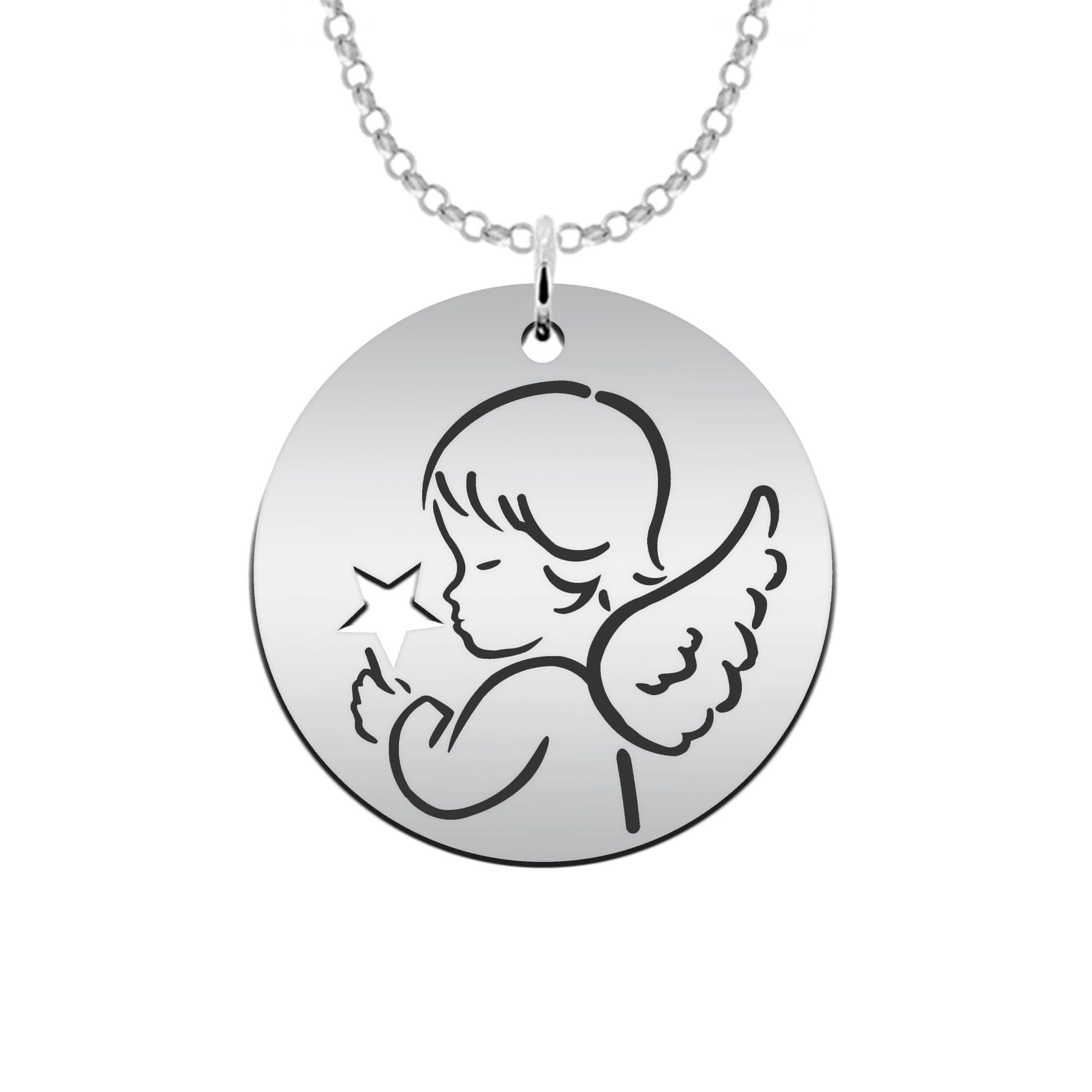 Medalla de Comunión de Plata para Niña con Imagen de Angelito – Regalo Perfecto Comunión (Angelito)