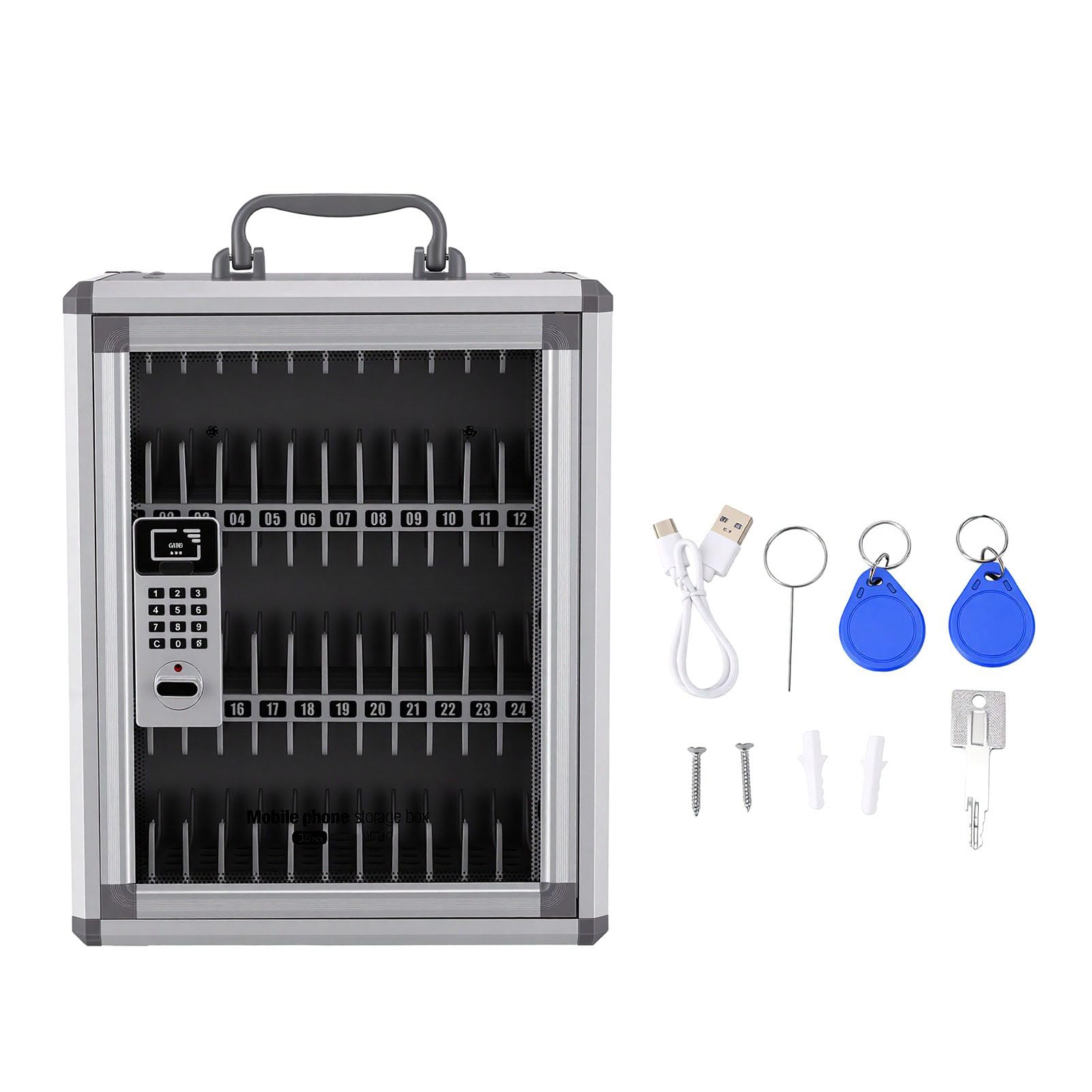 Alomejor Cassetta di Sicurezza per Telefono con 36 Scomparti Archiviazione Elettronica per Uffici Scuole Lega di Alluminio Resistente 285x215x365mm