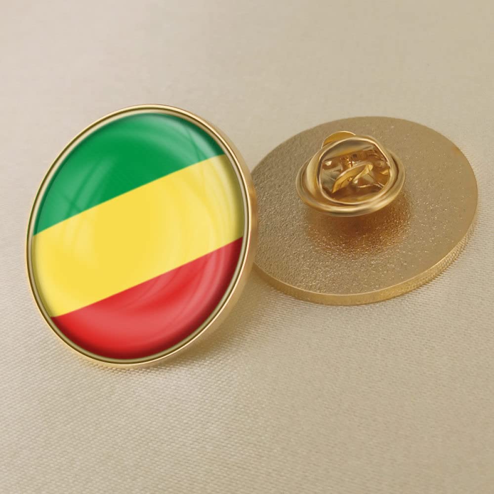 Cecey-jdzCharm Chic Enamel Republic Of The Congo Flag Brooches - Ethnic Patriotic Lapel Badge Hip-Hop Geometric Buttons Pins Jewellery, Novelty Trendy Clothes Bag Accessories Gift