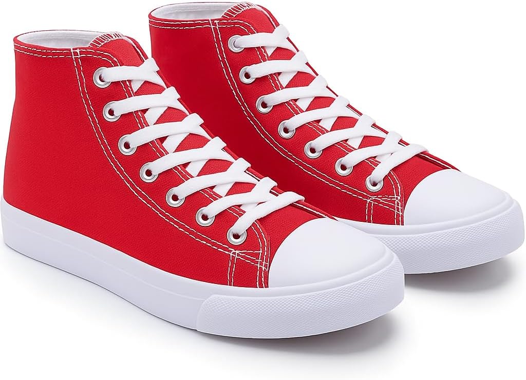 Women's High-Top Canvas Sneakers – Classic Lace-Up Casual Shoes with Extra Shoelaces – Comfortable, Stylish, and Durable