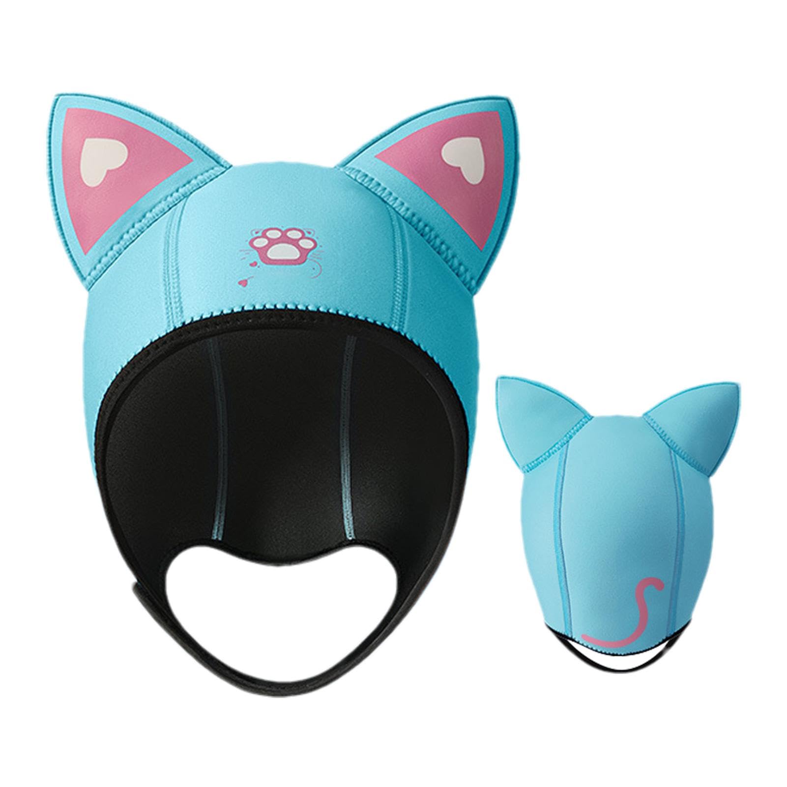 Capucha de buceo,Capucha de buceo,Gorro de Buceo con Orejas de Gato | Capucha de traje de neopreno, gorro de natación, capucha de neopreno de 3mm, cómoda capucha de buceo con orejas de gato, capucha t