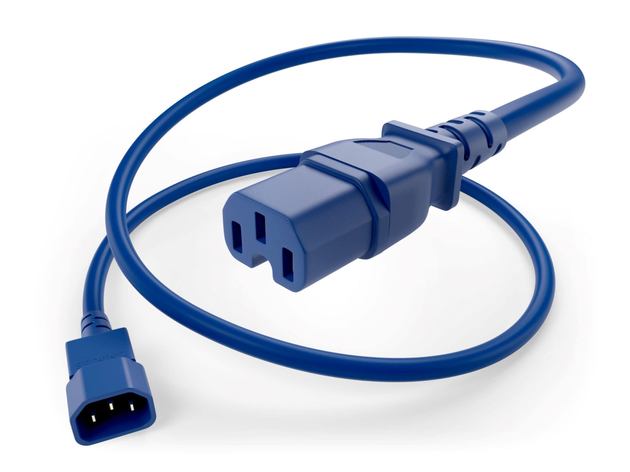 UNC Group Power Cable IEC C14 to C15 15Amp 14AWG 250V SJT Jacket, Blue, 6 Foot