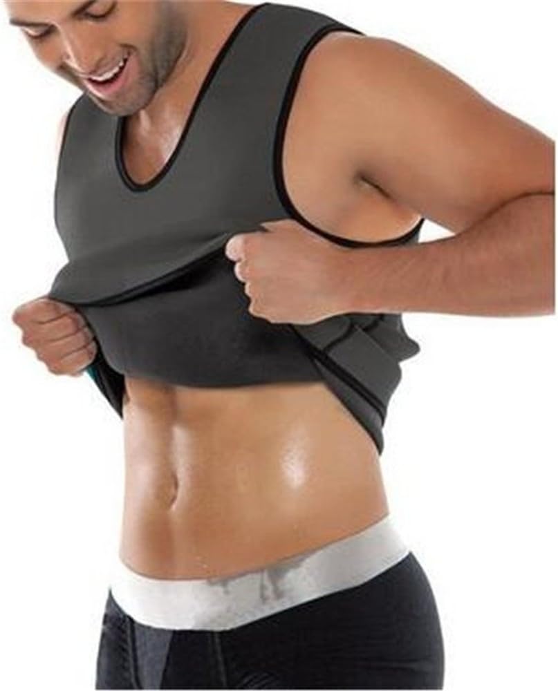Men's AB Wear Hot Sweater Weight Loss Neoprene Sauna Shirt Body Athletic Shaper Vest Suit (Grey, XS-5XL/Medium)