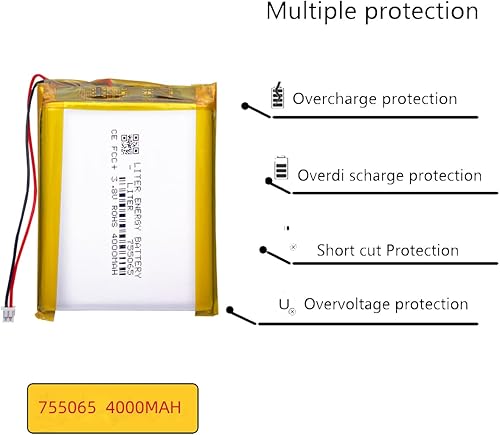 Miniatura 4 de Litro 3.8 V 4000 mAh 755065 Lipo Batería recargable de polímero de litio Batería de iones para consola de juegos anbernic RG353V con conector JST