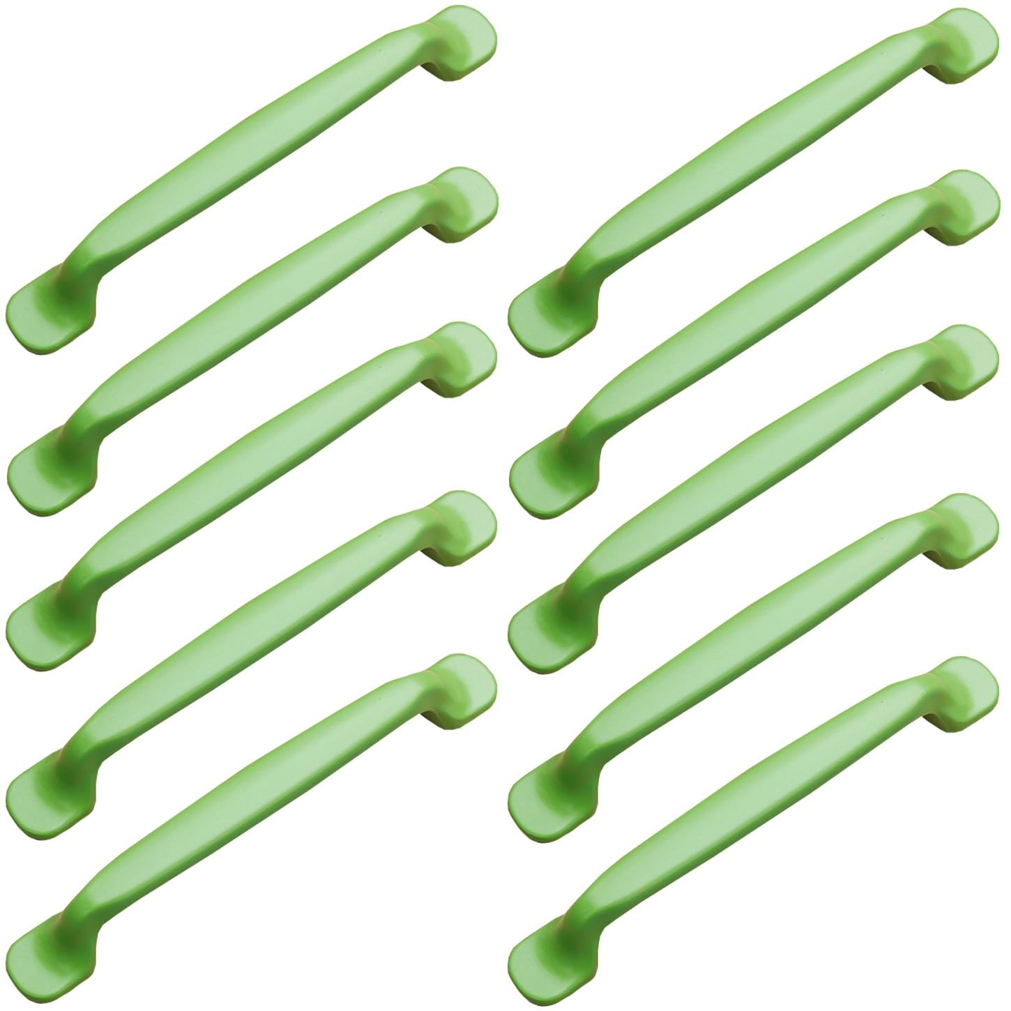 ZESLIV Pack of 10 Green Furniture Handles, Rod Handles, Kitchen Cabinet Handles Made of Aluminium, Hole Distance 128 mm, Kitchen Handles, Drawer Handle for Children's Room Wardrobe