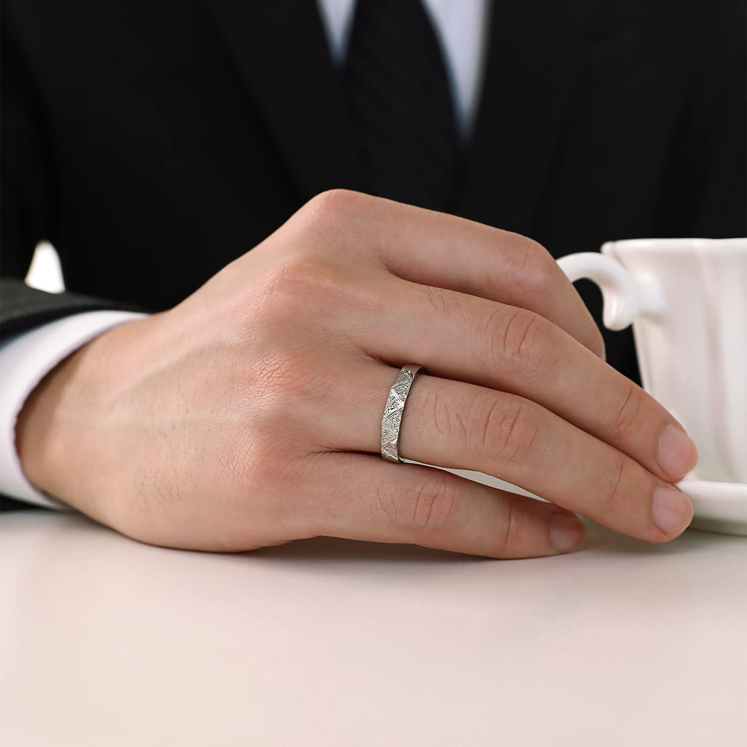 Meissa Anello di coppia in argento Sterling Anelli di coppia personalizzati e regolabili per uomini e donne Anello di promessa di matrimonio Anello di fidanzamento per anniversari