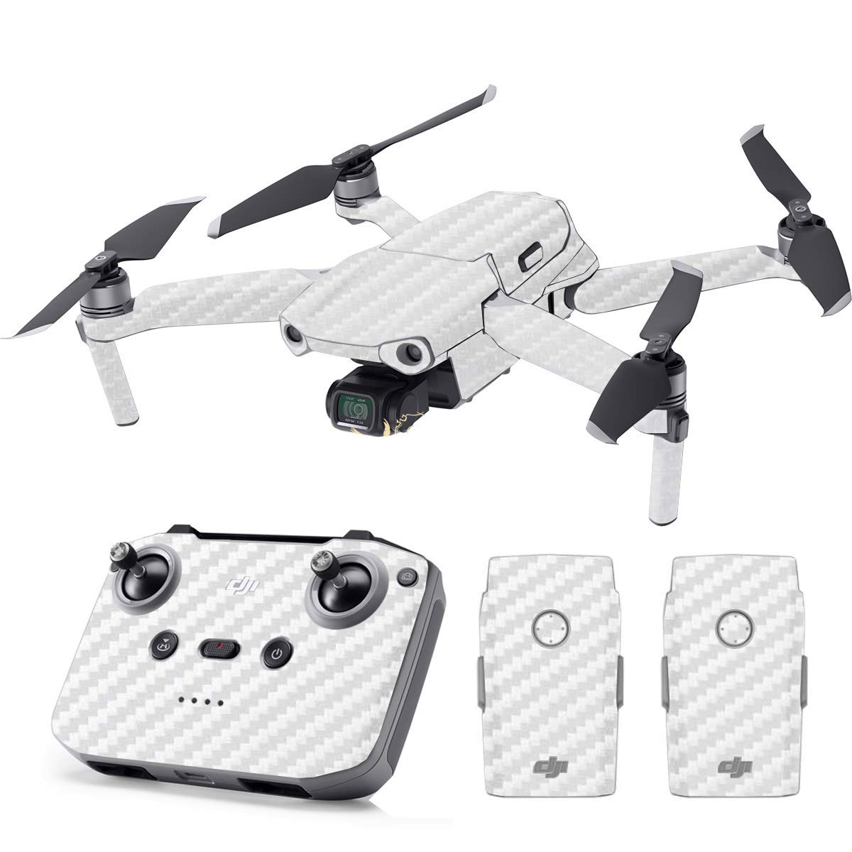 SopiGuard Skin for DJI Mavic Air 2 Precision Vinyl Sticker Full Drone Set + Controller + 3 Battery Skins (Carbon White)