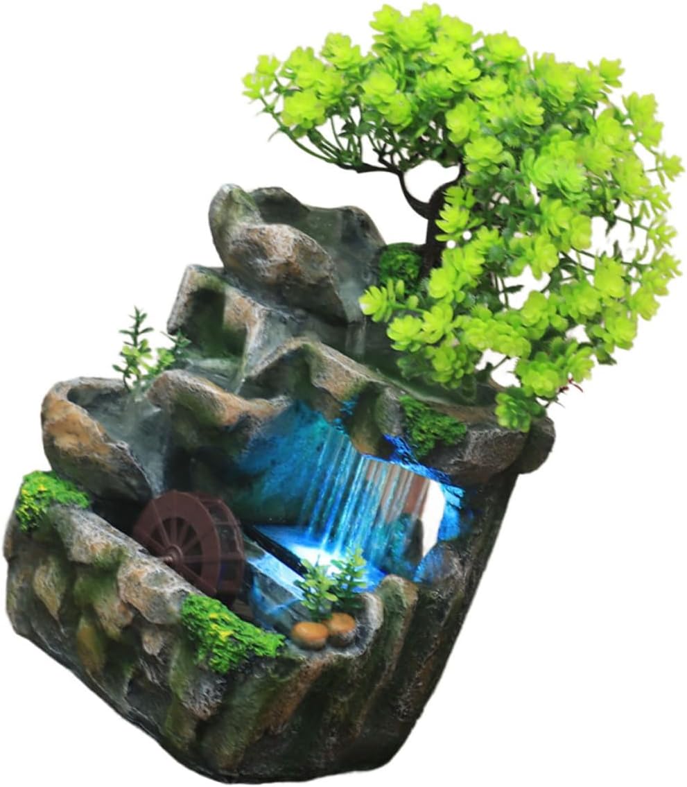 Modern Desk Water Fountain Zen Decor Small Water Feature Realistic Waterfall Mini Tabletop