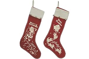 Primitives By Kathy Merry Christmas Vintage Style Large Felt Stockings with Bell