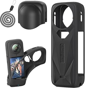 Protective Case for Insta360 X5,Silicone Cover Case with Lens Cover for Insta 360 X5 Accessories,with Wrist Strap