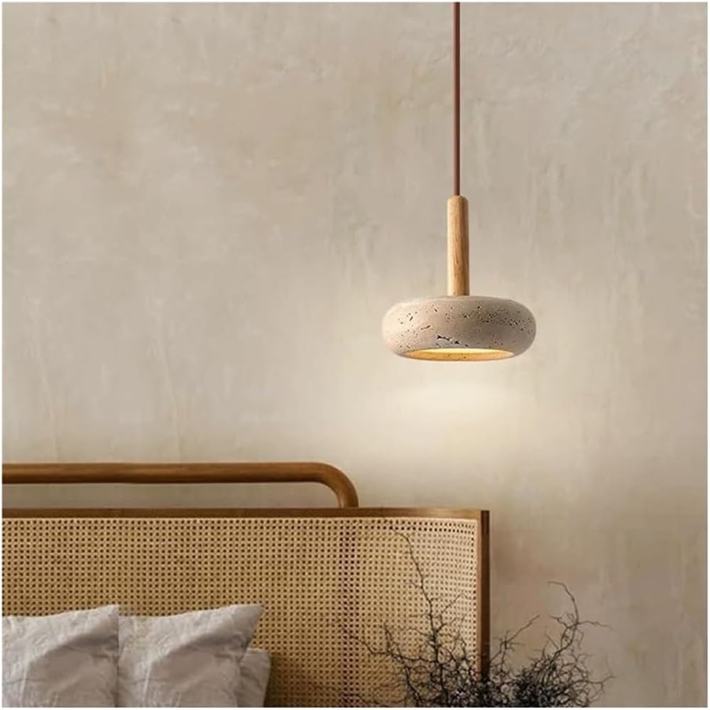 Lámpara colgante de madera natural con base universal E26 E27 para salón 8