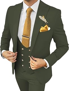 Wangyue Men's Suits 3 Piece Slim Fit Suits for Men Double Breasted Suit Men Business Wedding Prom Tuxedo Suit