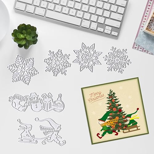 Miniatura 9 de Troqueles de corte de sobres de metal para Año Nuevo, troqueles de copo de nieve de Navidad 3D, tarjetas de estrella troqueladas, plantillas en