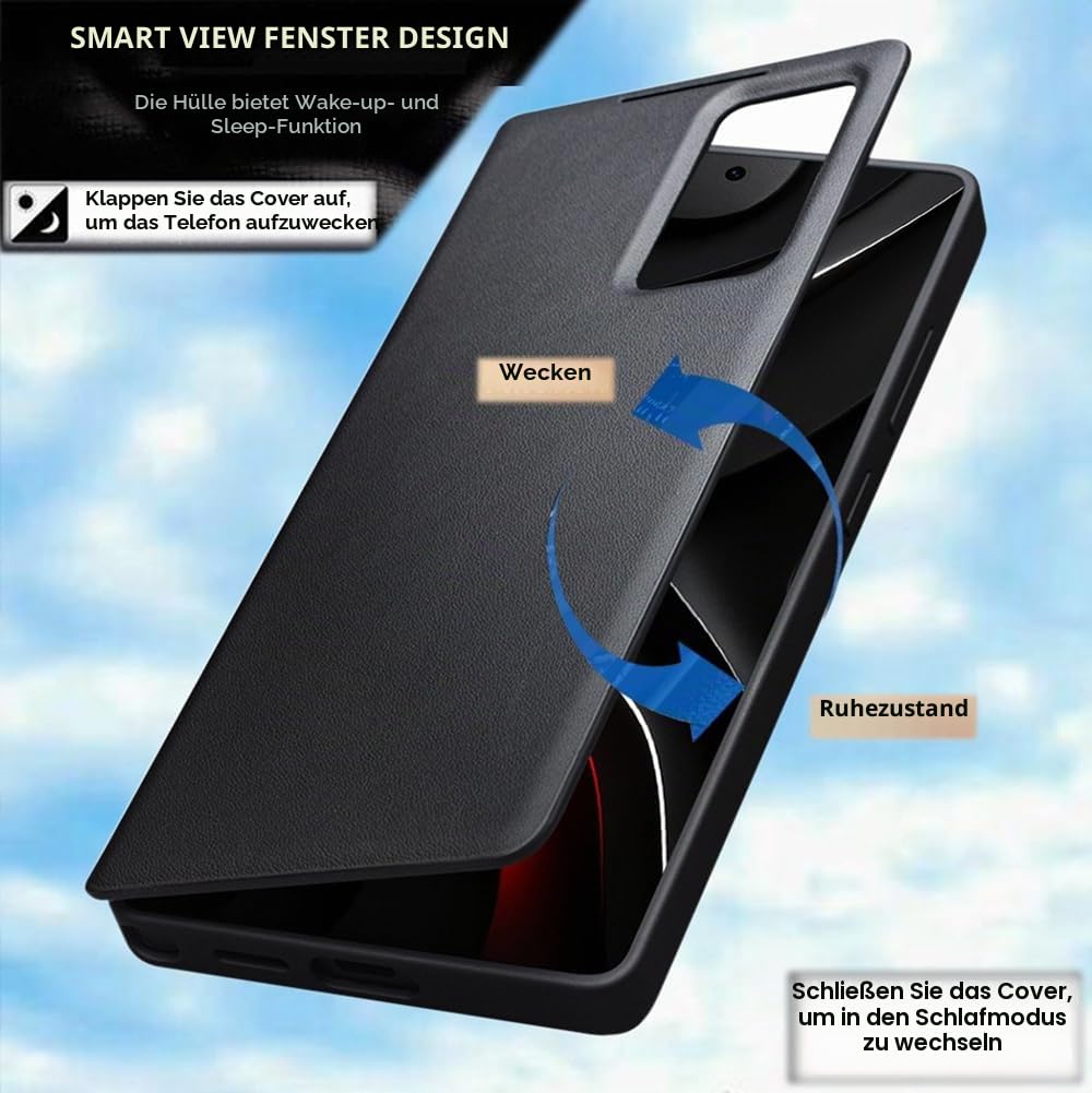 Smart View Leder Handyhülle für Samsung Galaxy S25 Ultra. Automatischer Schlaf/Wach, Smartphone-Hülle, Intelligente Echtleder Handy Case für Samsung S 25 Ultra