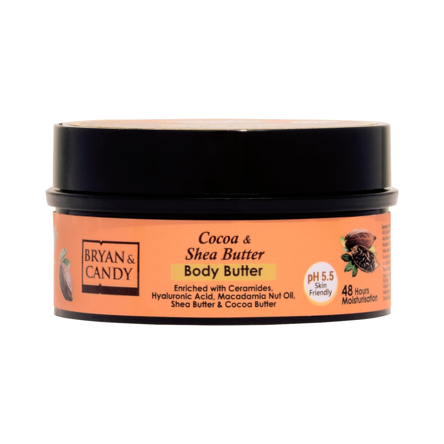 BRYAN & CANDY Choco Body Butter Ph 5.5 For 72Hrs Moisturization. Enriched With Ceramides, Hyaluronic Acid, Cocoa & Shea Butter|Non-Sticky Moisturizer For Women & Men (200 G (Pack Of 1))