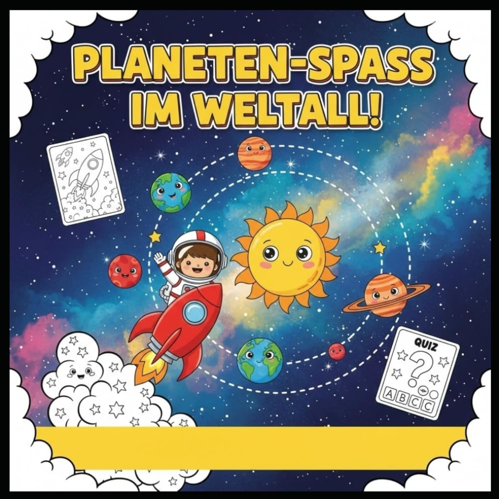 PLANETEN-SPASS IM WELTALL: Kreatives Malbuch über das Weltall für Kinder ab 5 Jahren auf 33 Seiten, beinhaltet Wissen über Weltraum, Bilder zum ... Mond, Sterne, Erde, Planeten, Raumfahrt