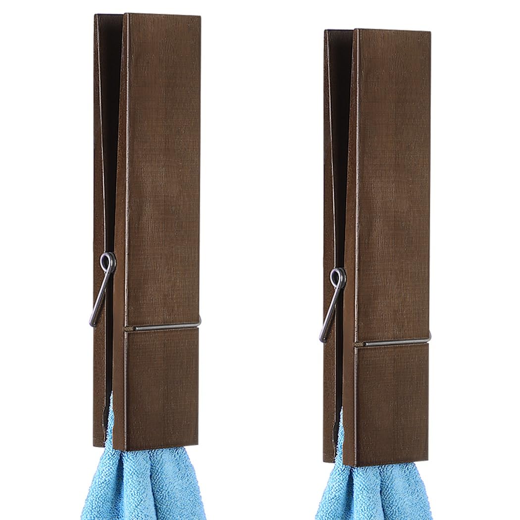 Mollette giganti in legno, set di 2, molletta grande da 30,5 cm, con molla, per fai da te, matrimoni, fattoria, lavanderia e bagno