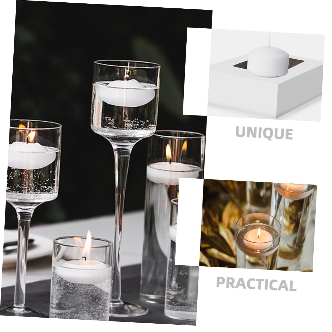 Cabilock 10pcs Dripless Floating Candles for Pool and Unscented Tealight Candles for Weddings Parties Romantic Dinners and Centerpieces