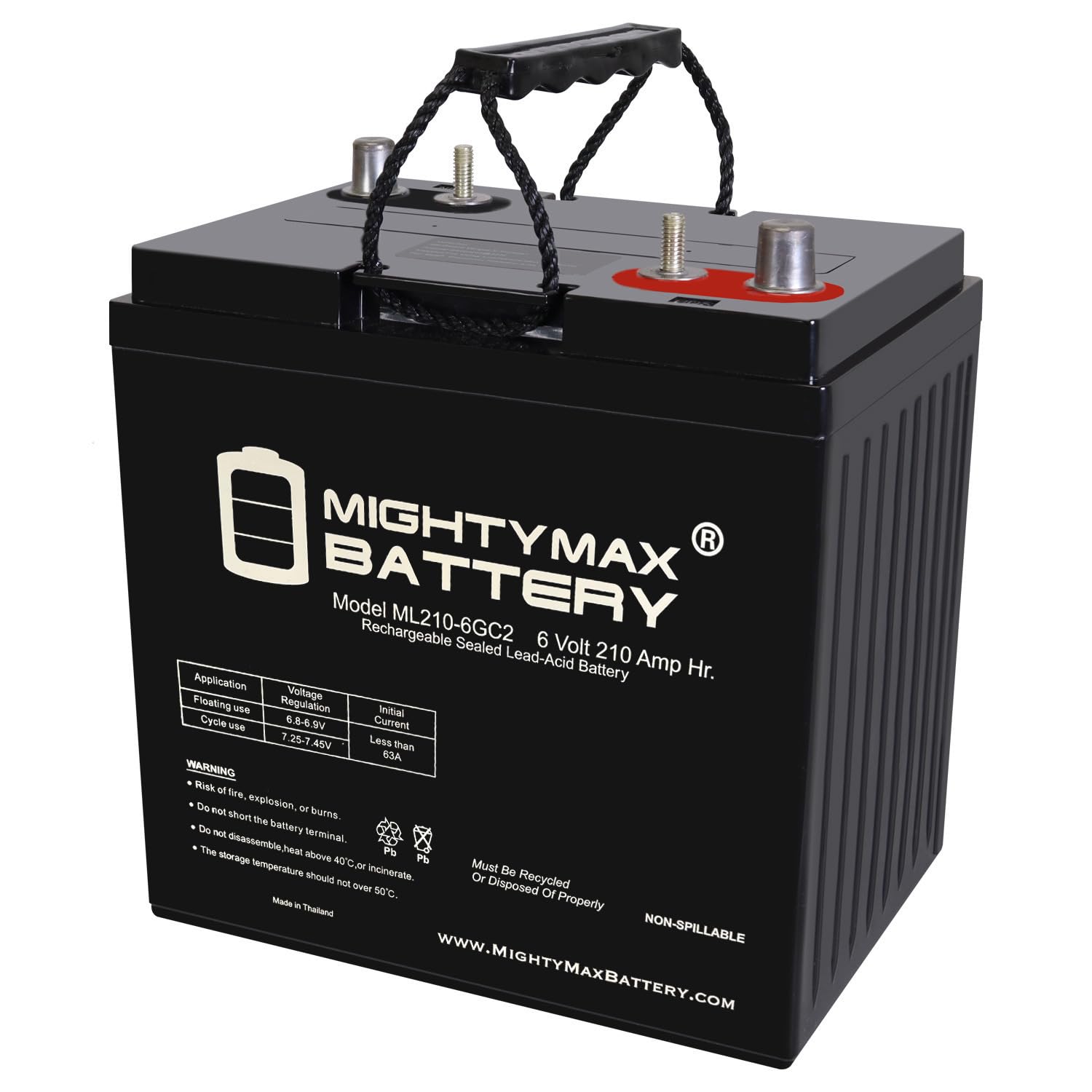 Photo 1 of Mighty Max Battery ML210-6GC2-6 Volt 210 AH, Dual Terminal, Rechargeable SLA AGM Battery For Golf Cart