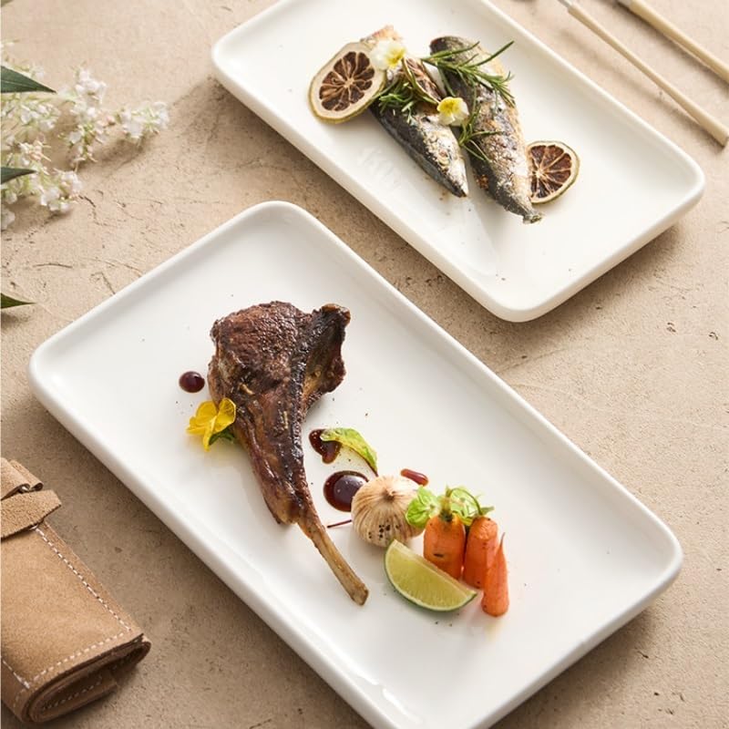 Platos de Cena Plato de Carne de cerámica for el hogar, Plato de Cena Occidental, Plato Rectangular de cerámica Creativo Platos de Pasta(S)