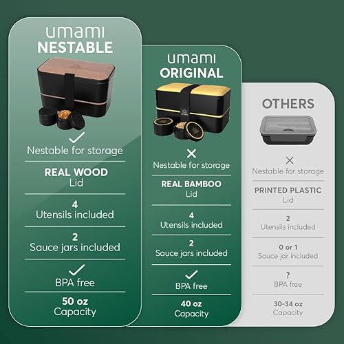 Miniatura 2 de Umami Caja Bento de alta calidad que es 100% a prueba de fugas y muy fácil de limpiar, encajable para almacenamiento, todo en uno y sin BPA