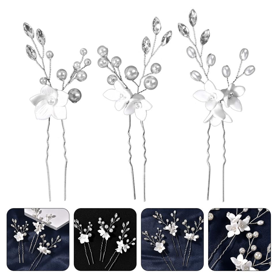 Baluue 12stücke Teiliges U-förmiges Haarschmuck-set Mit Weißen Blumen Für Hochzeiten Brautfrisuren Und Brautjungfern Haarnadeln Kunstperlen Für Besondere Anlässe