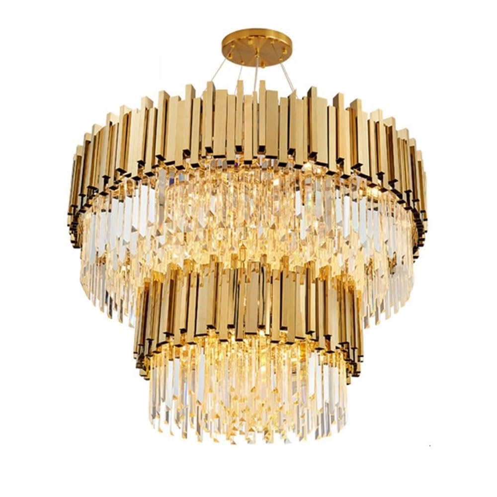 PCXEHUYP Modern Round Crystal Chandeliers, Luxury Pendant Ceiling Light Contemporary Lighting Fixture for Dining Living Room Kitchen Island Bedroom Foyer Hallway(55cm)