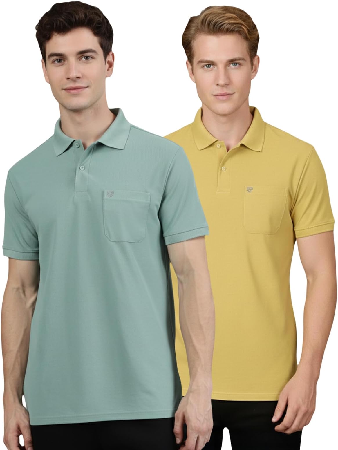 - Men's Cotton Blend Polo T-Shirt with Chest Pocket | Collar T-Shirts for Men | Half Sleeves | Plain - Regular Fit (Pack of 2)