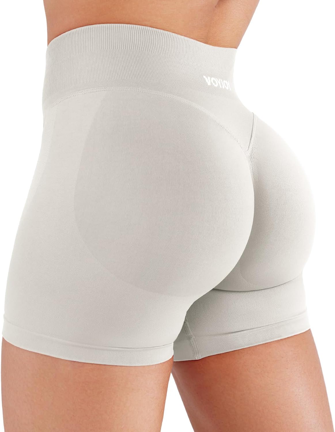 VOYJOY Women's Impact Yoga Shorts 4.5" Seamless Hidden Scrunch Butt Lifting No Front Seam Workout Running Booty Shorts