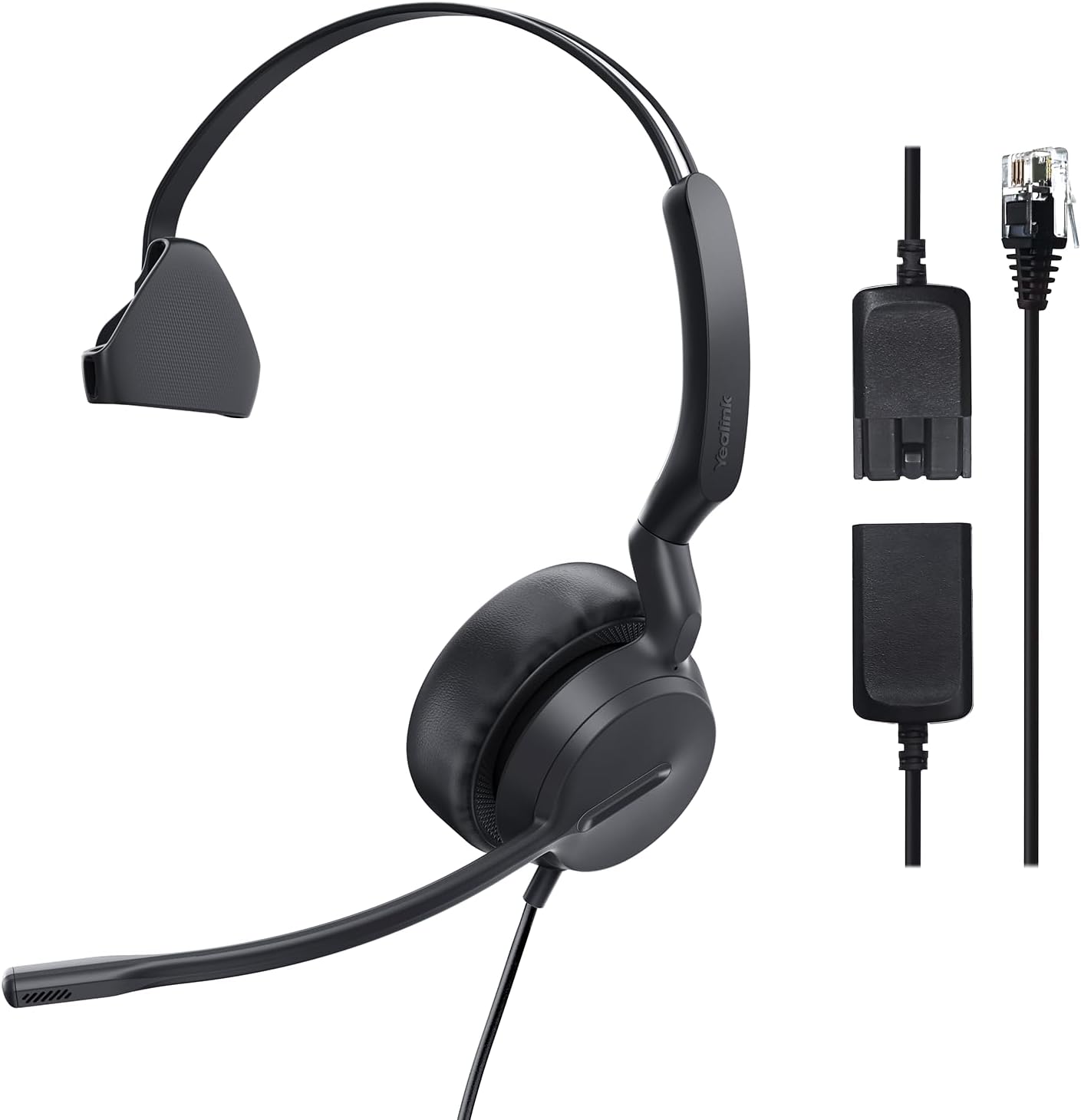 Yealink Phone Headsets for Office Phones YHS36 E2 QD to RJ9 Wired Headset Compatible with Poly Snom Phones Desk Landline VoIP Headset with Microphone -Mono/81g/2.1m Cable