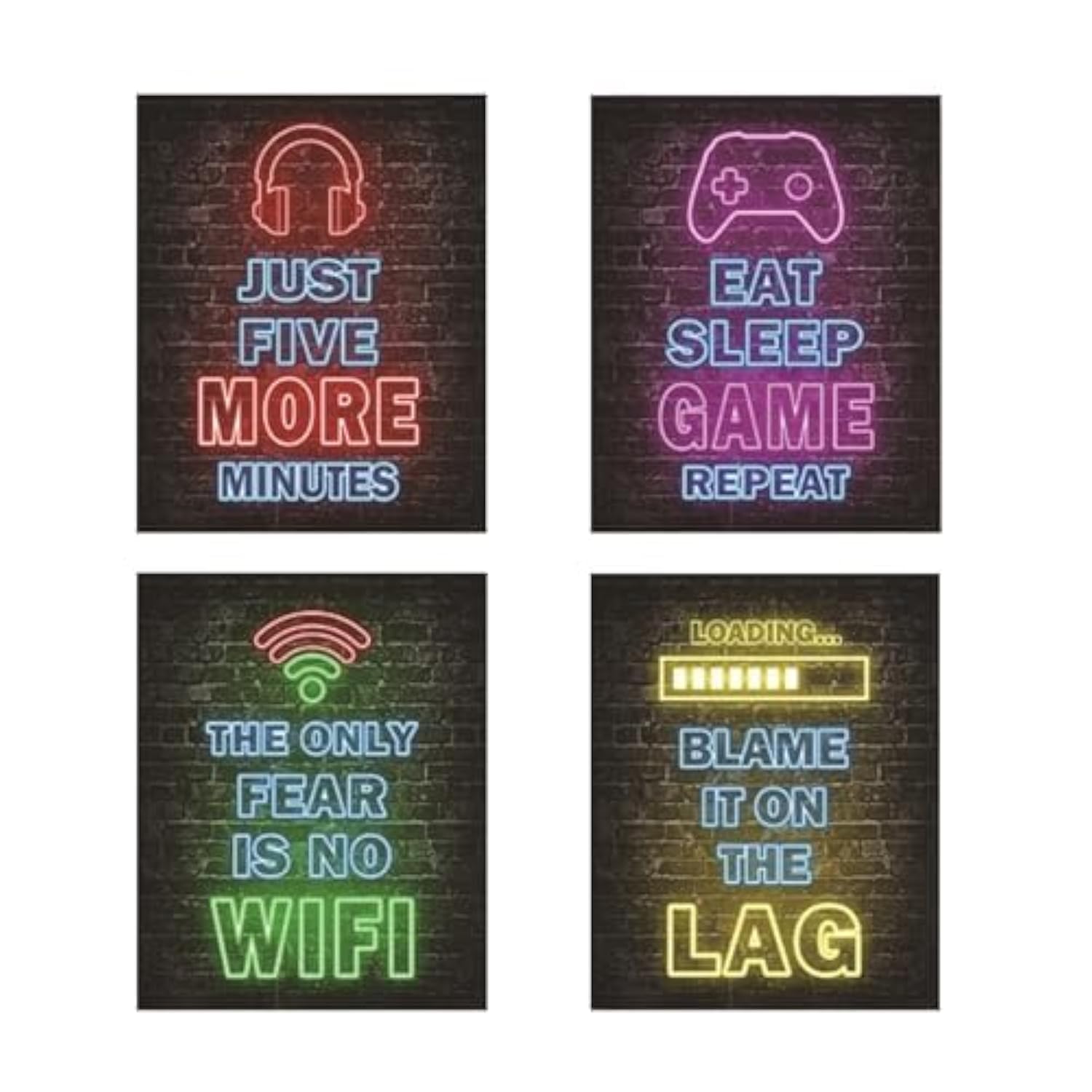 AIYONG Juego de 4 Pósters para Juegos, Cuadros Decorativos para Sala de Juegos, Imágenes para Jugadores, para Adolescentes, Niños, Niñas, Dormitorio, Sala de Juegos, Regalos Geniales