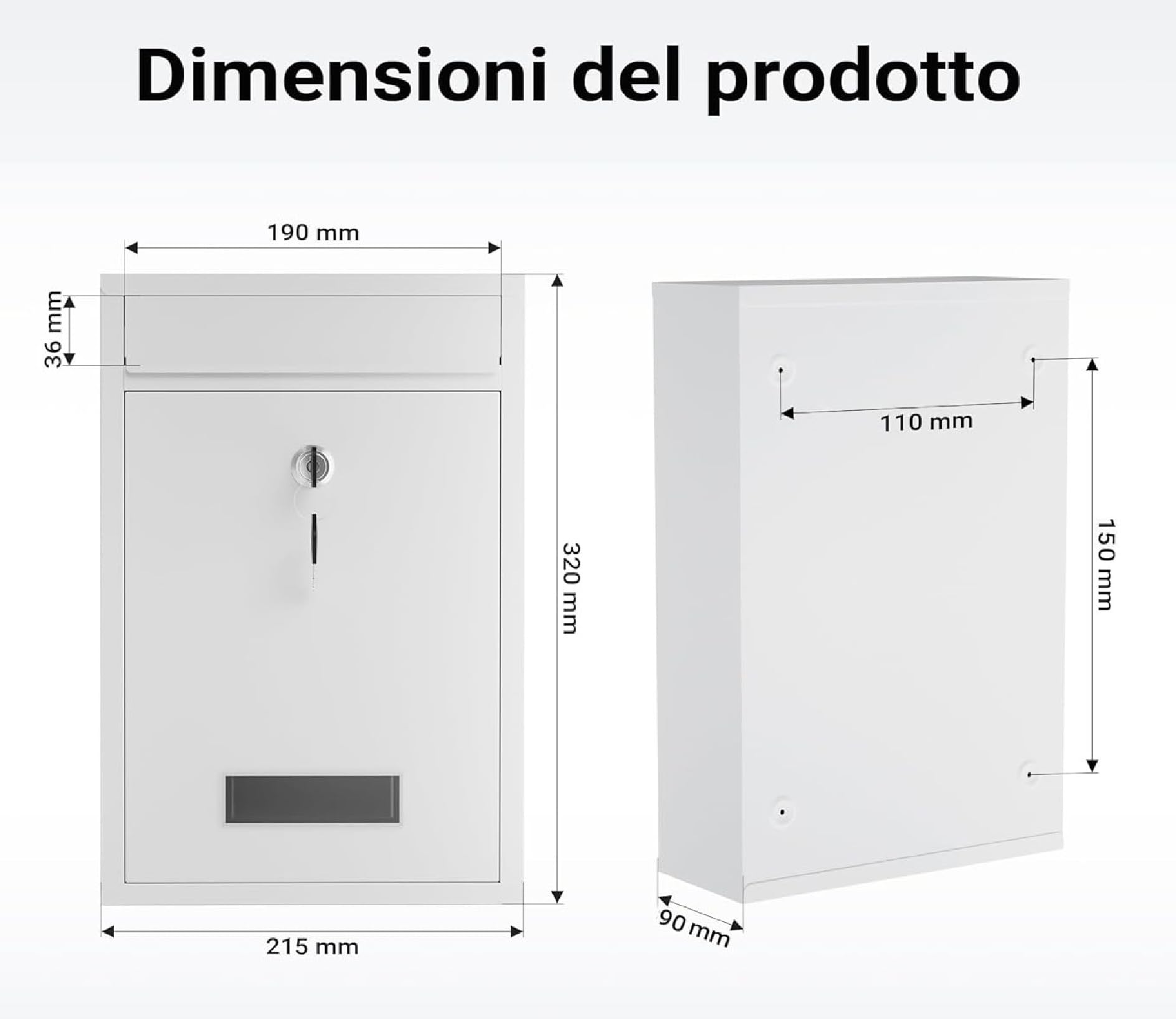 Kippen 10006AC - Cassetta Postale Modello "MAIL" di Colore Crema. Dimensioni: 320x215x90mm.
