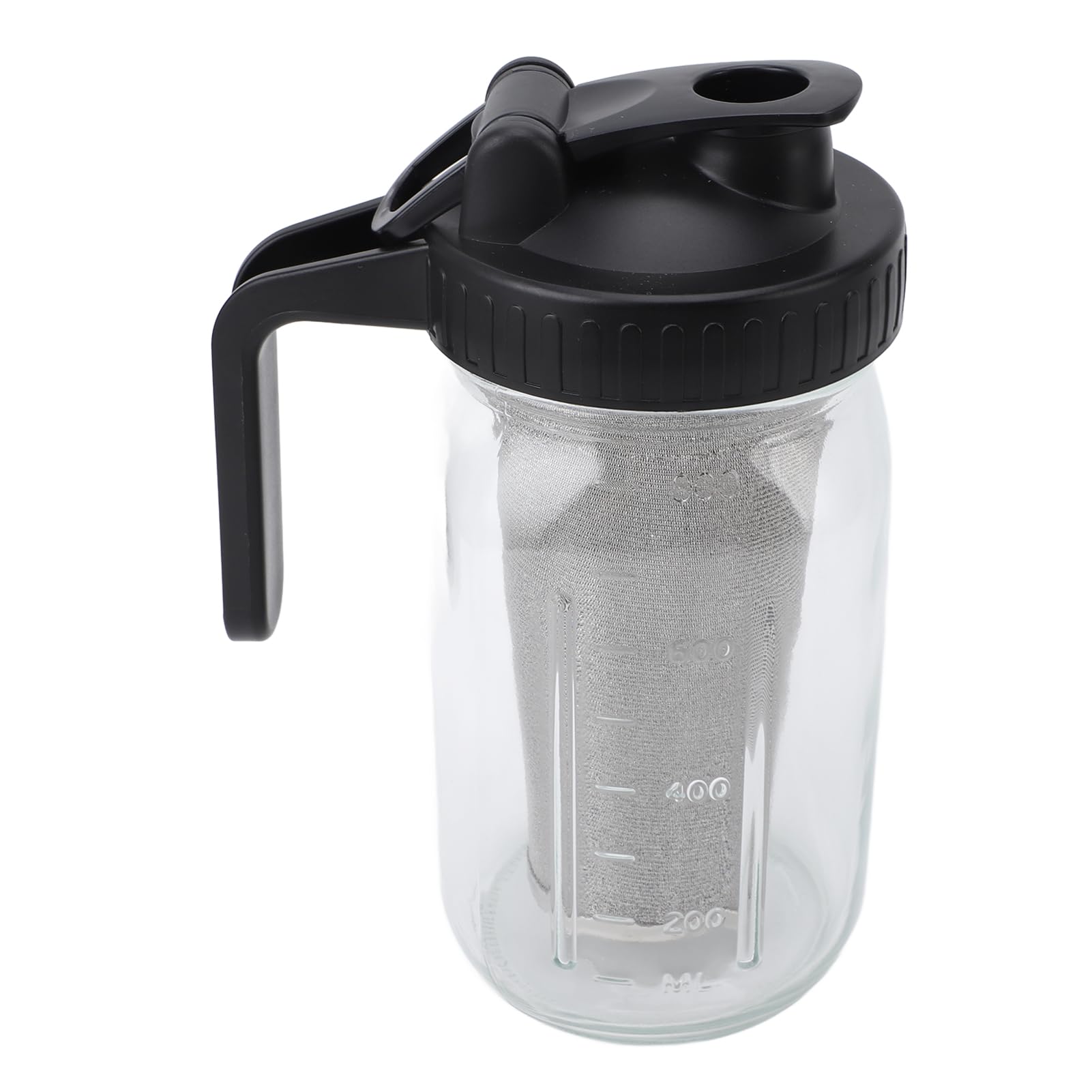 Cold Brew Coffee Maker Jar Stainless Steel Filter Thick Glass Iced Coffee Pitcher Spout Lid Handle Working Home (1000ml)