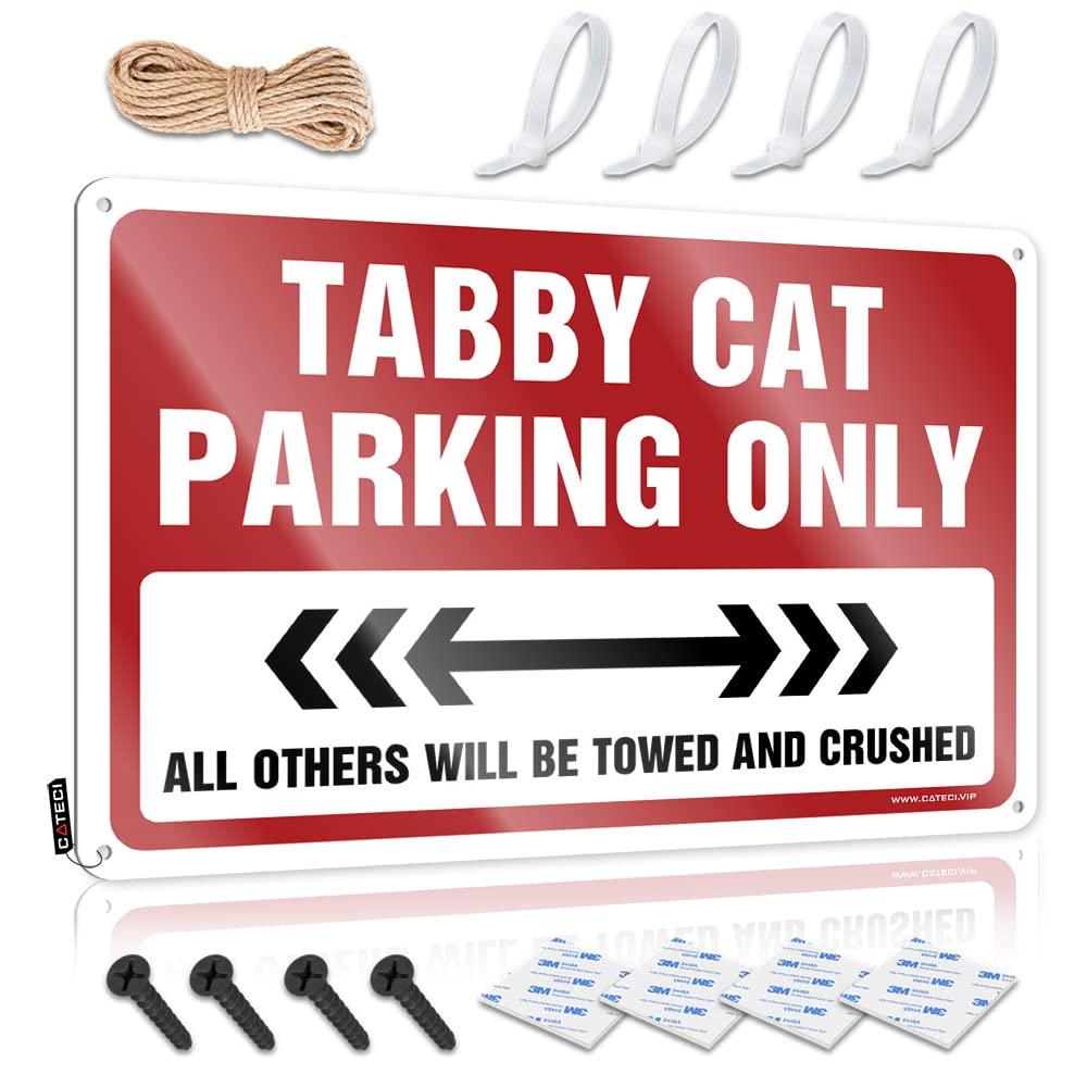 KRAZMURONGD Cheers Tin Sign Tabby Cat Parking Only Tin Sign Outdoor Bar Signs Tin Signs Camping Rules(20X30CM)